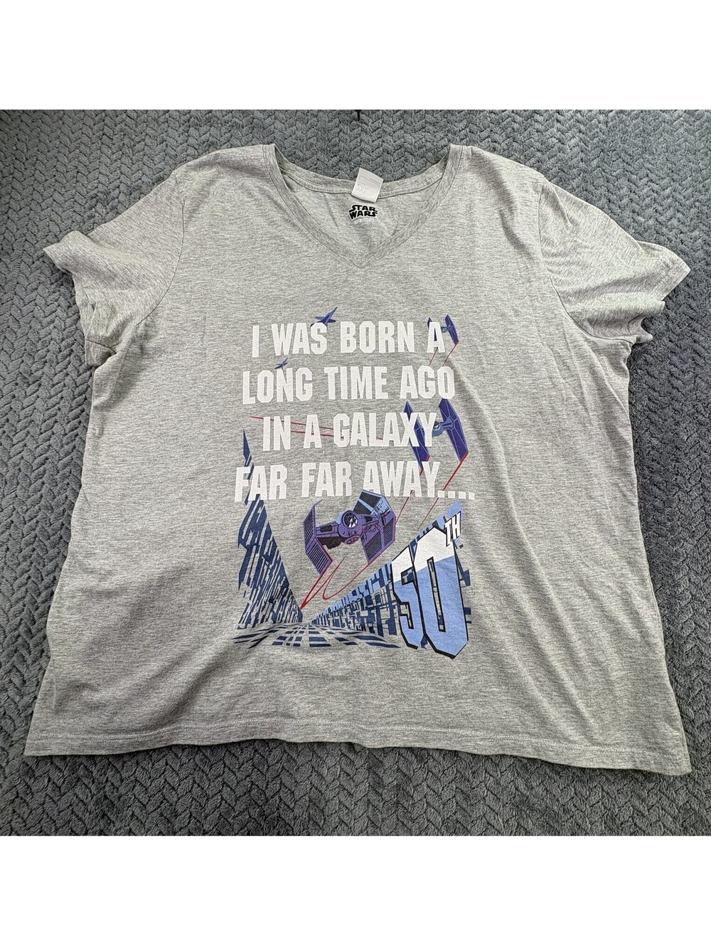 Star Wars V- Neck Grey T Shirt Size 2XL 0020